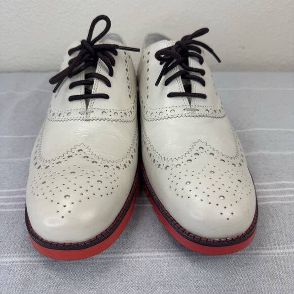 Cole Haan Leather Zerogrand Wingtip Oxford Lace Up Dress Shoe Off White 10.5 main image 5